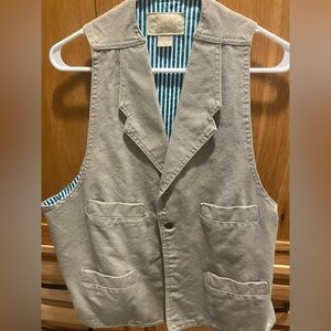 Scully Beige and Blue Striped Vest canvas